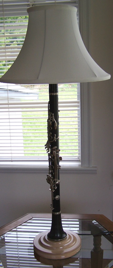 Image of a Clarinet made into a lamp