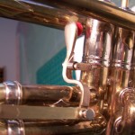 Trumpet First Slide Trigger Installation #1 Image of custom work on a trumpet