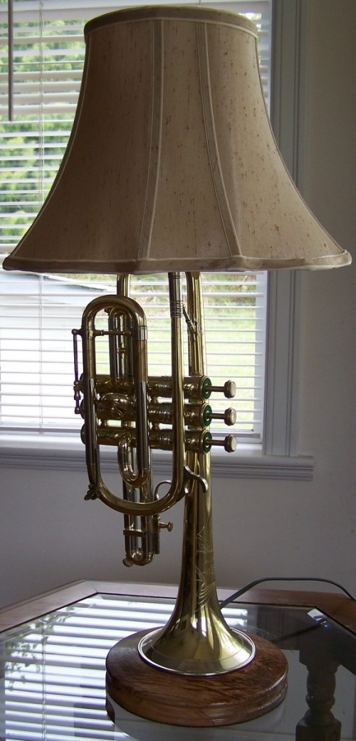 Image of a Cornet made into a lamp